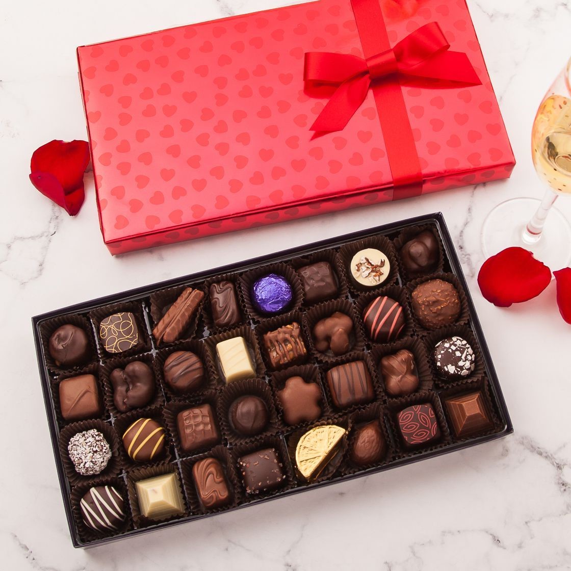 Bonbons au chocolat comme cadeau de Saint-Valentin.