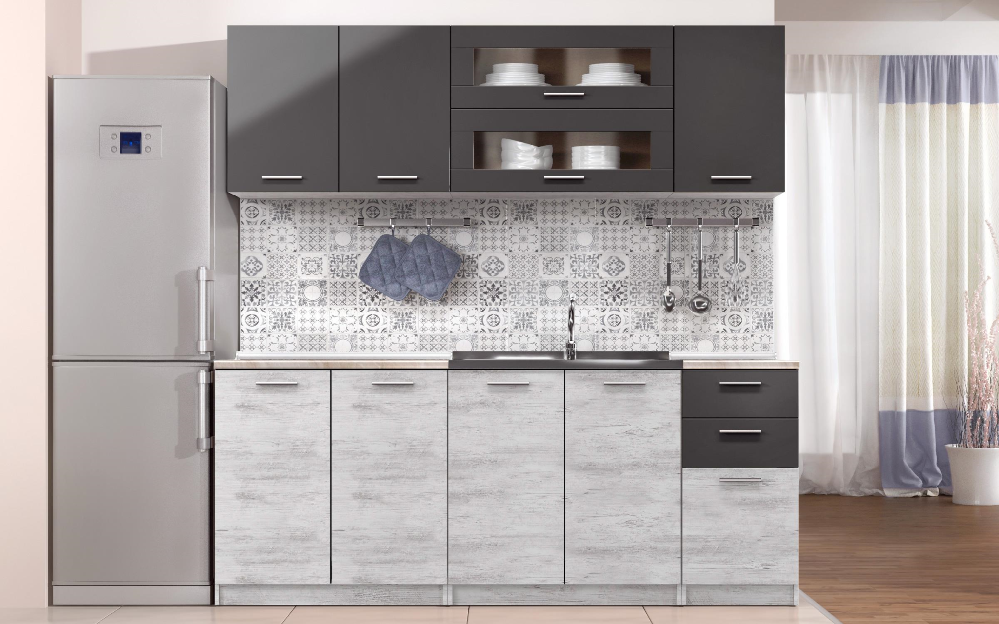 60+ idées de cuisine blanche et un plan de travail en gris - Cuisine