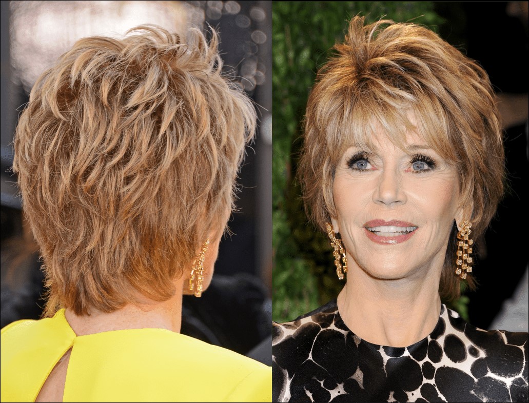 Jane Fonda avec une coupe courte.