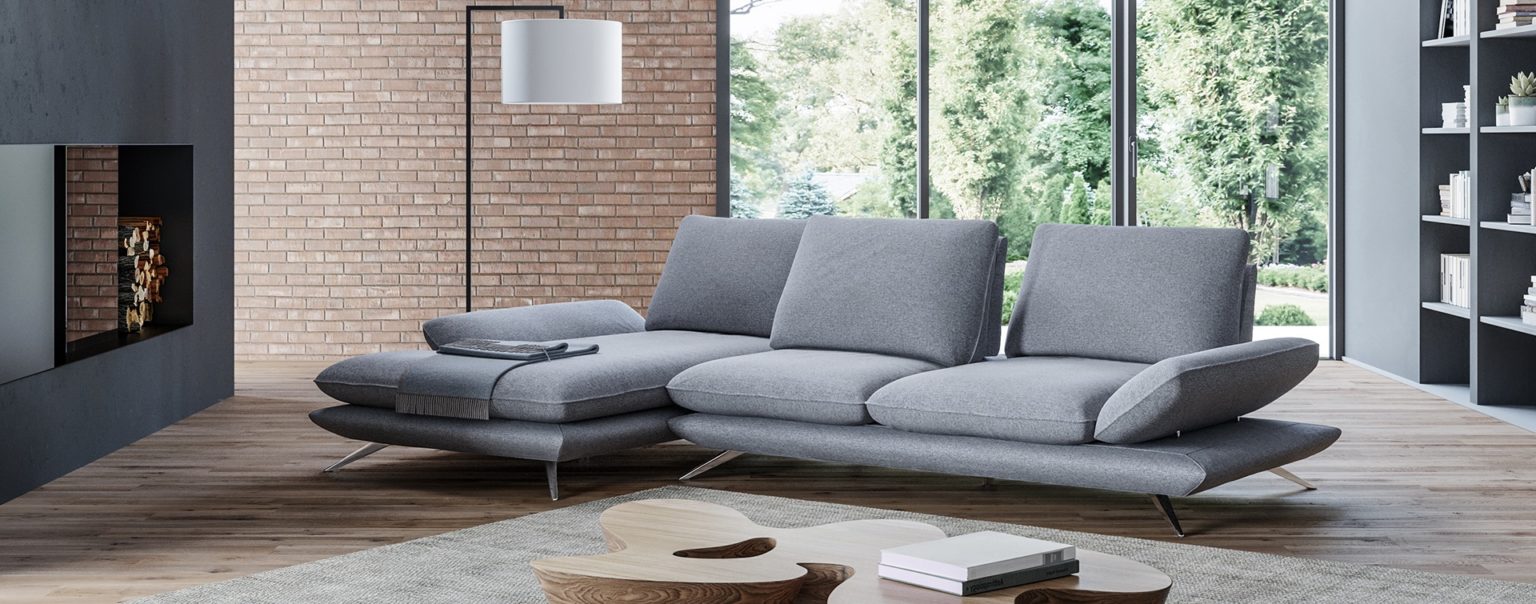 Canapé 3 Places Poltronesofa - Gris Moderne - Avec Coussins Et Appuie-têtes