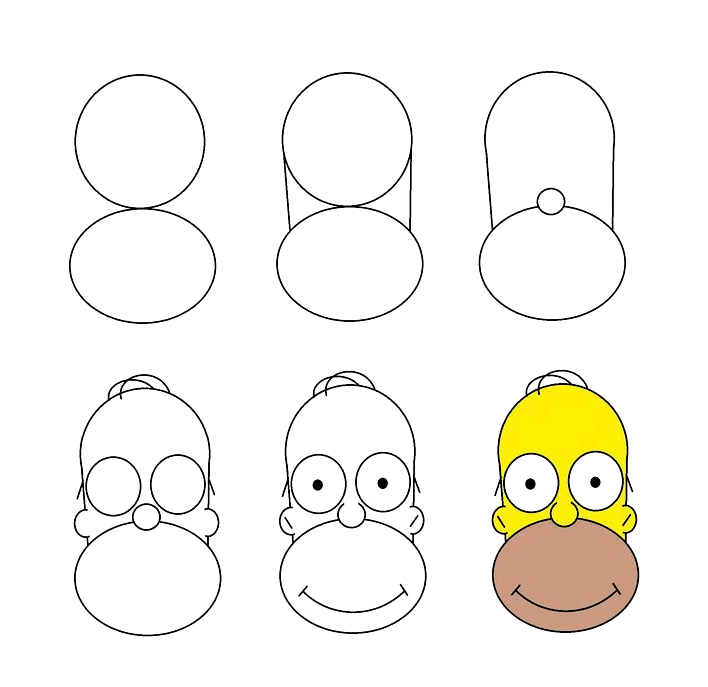 Idée de dessin facile à recréer: Homer Simpson.