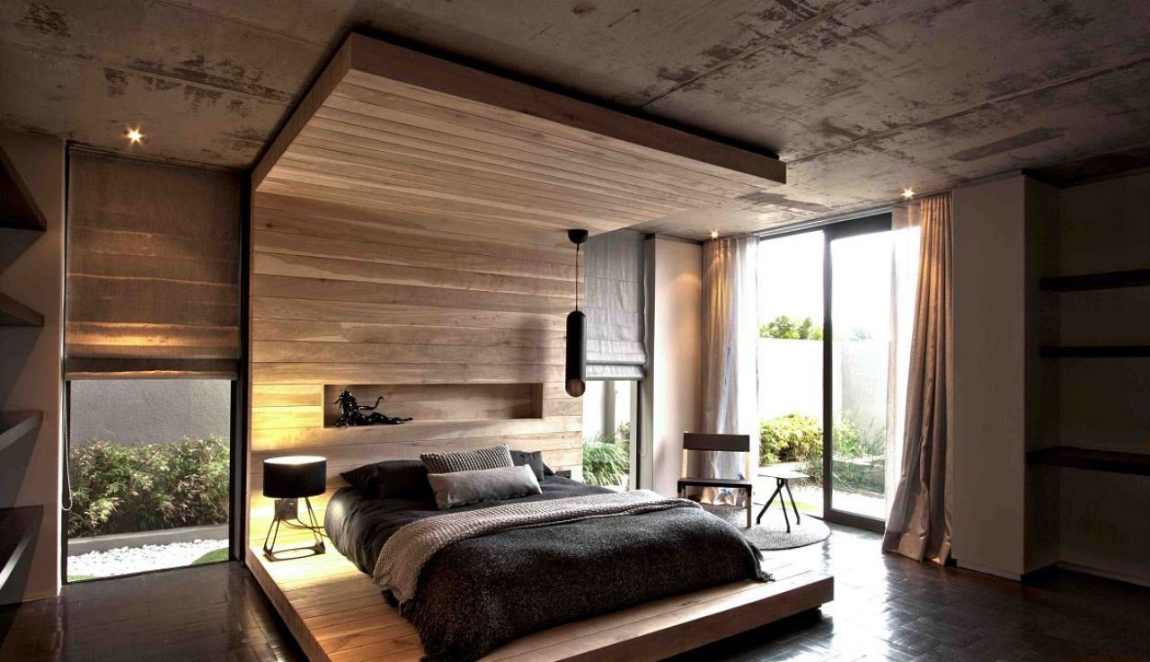 Plafond en bois moderne.